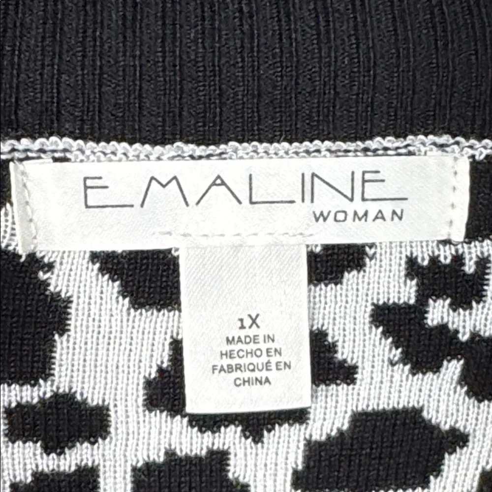 Emaline Sweater Black/White‎ Patterned Turtleneck in Size 1X, 2X, & 3X  NWT